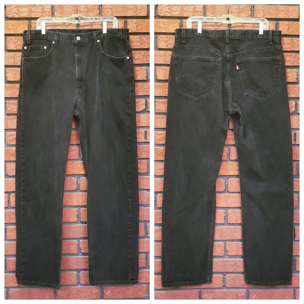 VTG 90s Levis 505 Black Denim Jeans 36x31 (Tag 38x32) Straight Leg Red Tab